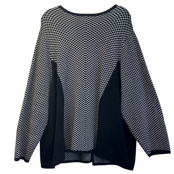 Catherines Womens 2X Black /White Hook Open Knit Cardigan Business Casual - Picture 2 of 6